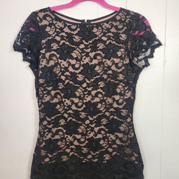 Joseph Ribkoff Dress Style 143447 Black Stretch Sequin Lace Dressy Size 8 - Picture 3 of 13